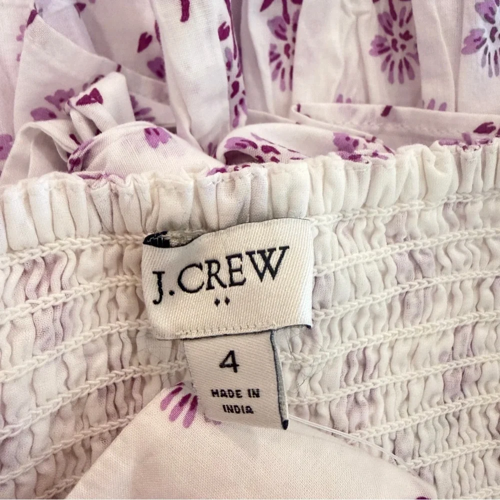 J. Crew White Violet Storm Sleeveless Belted Tiered Dress Size 4 23385